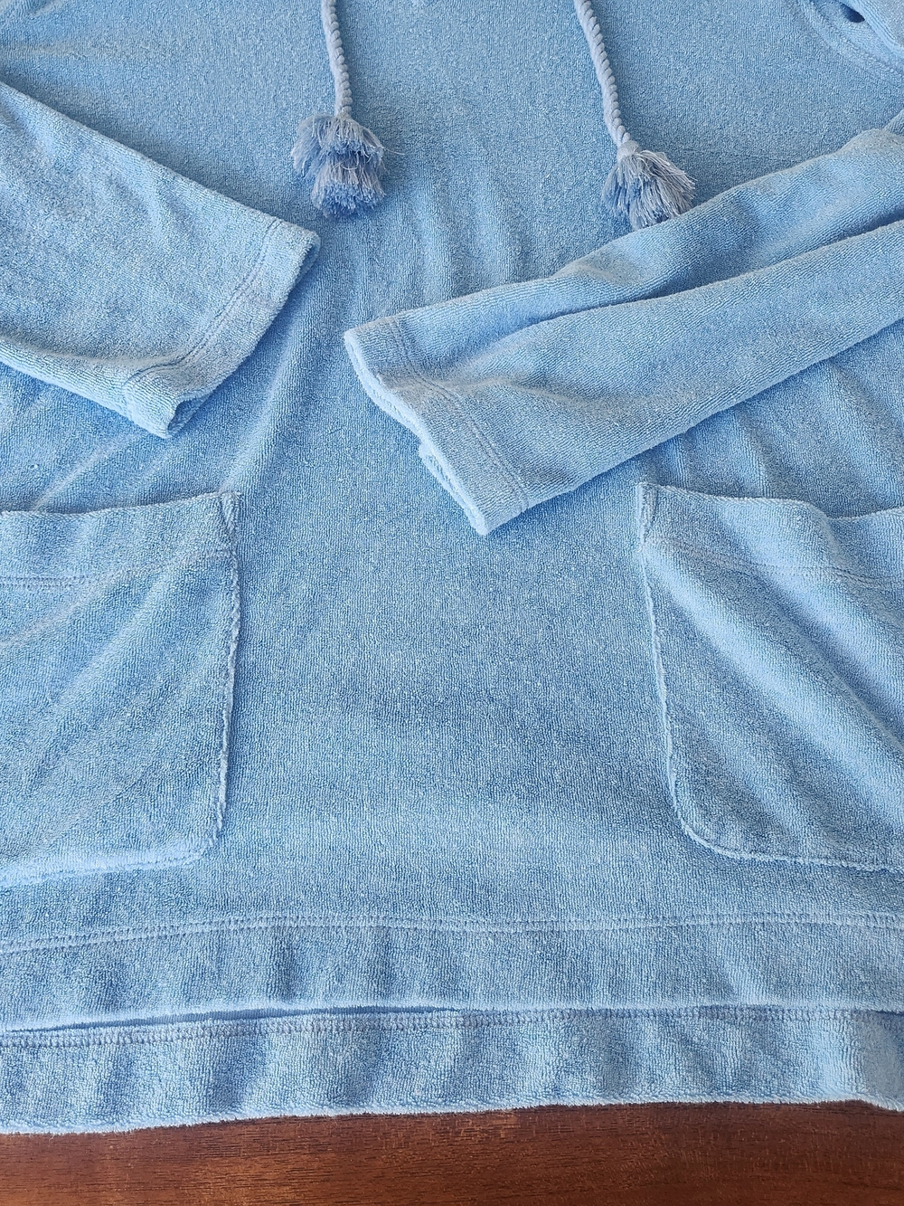 Women's Sky Blue Vineyard Vines Terry Towel Hoodie Tasseled Drawstrings Sz XL - Picture 2 of 12
